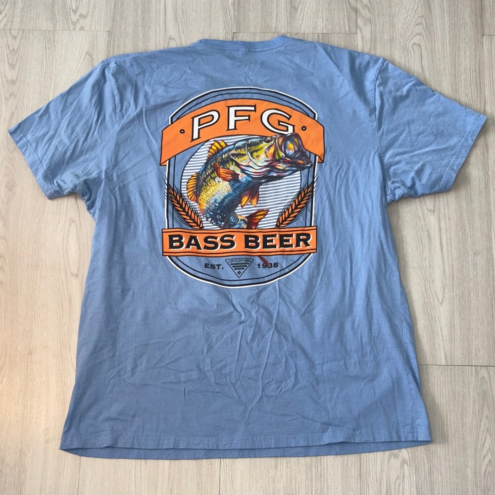 COLUMBIA PFG Bass Beer Graphic Tee - Blue and Orange